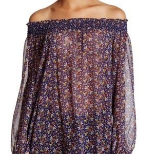 Joie Off-The-Shoulder Silk Blouse